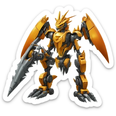 mechanical spiky Medabot-raptor-dragon-Bionicle-mecha full body sticker