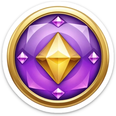 A round badge for a paid subscription, gold with purple diamonds, level 6 sticker