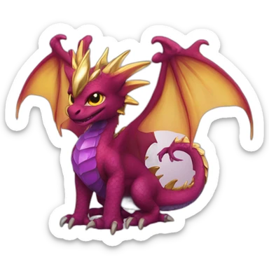 burgundy dragon with gold wings one amethyst eye and a citrin other sticker