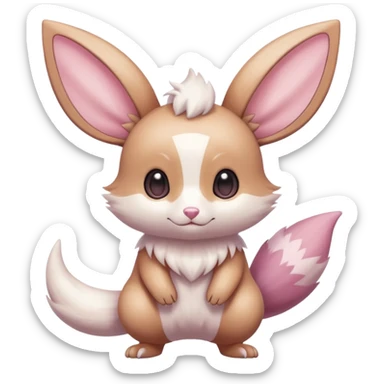 Kawaii Shiny Colorful Pastel Albino Minccino-Furret-Eevee-fusion Full Body sticker