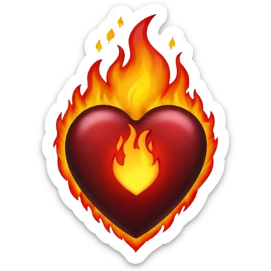 Black Heart on fire sticker