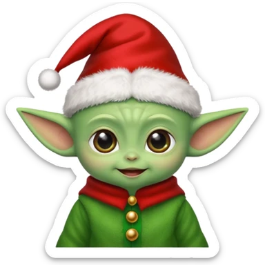 Baby joda con cappello da elfo di natale sticker