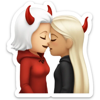 cute devil kiss a girl sticker