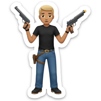 Guy holding a gun sagging his pants like a gangster sticker