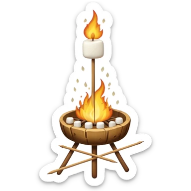 bonfire, with marshmallows skewer sticker