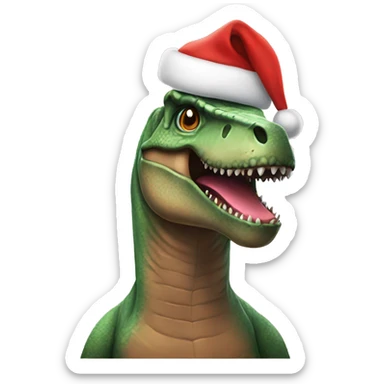trex in santa hat sticker