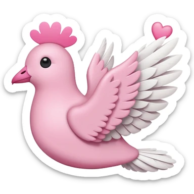 a minimalist emoji of a pink peace dove with pink hearts around it sticker