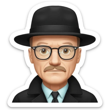 Walter white in coat and black glasses  sticker