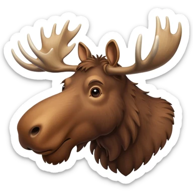 A high-resolution digital illustration of a noble moose in a clean, semi-realistic style. The noble moose is shown head on sticker