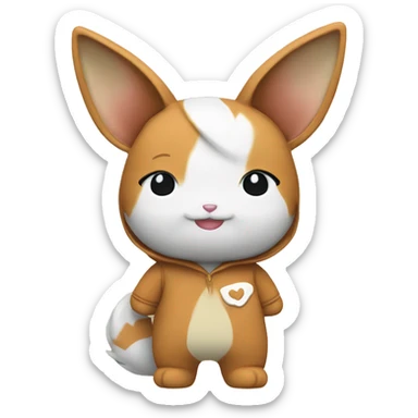 Hello kitty wearing an Eevee onesie  sticker