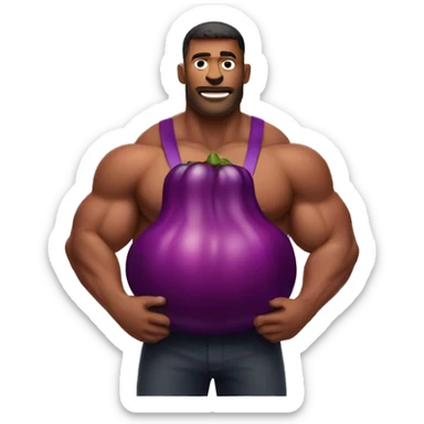  Big muscular man with a red eggplant  sticker