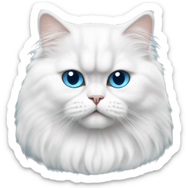 White Persian cat, blue eyes, Persian exotic cat, round cat sticker