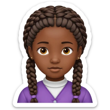 black girl kid with braided sticker