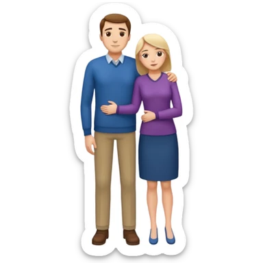 Hombre bajito abrazando a mujer Alta desde una gran altura sticker