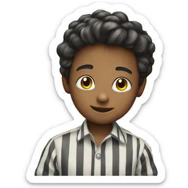 smiling boy in striped shirt sticker