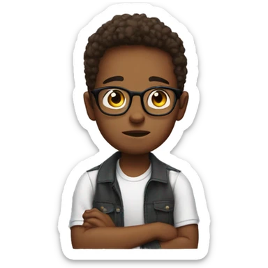 Cute boy wearing glasses and saying sorry sticker