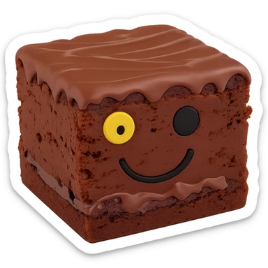 Remove the background and make it transparent. Keep the flatter chocolate brownie with the black smiley face unchanged. sticker