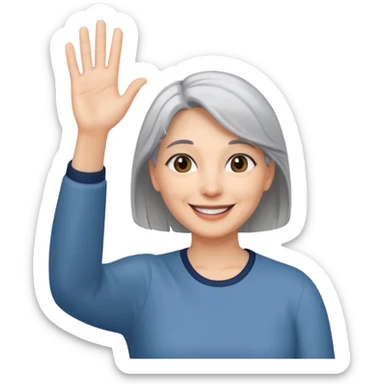 woman with gray hair smiling and waving her hand  sticker