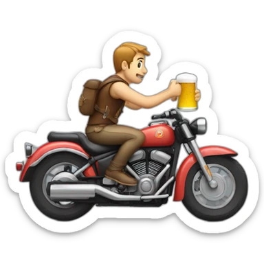 beer drinker on motorbike sticker