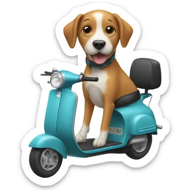 Dog riding a scooter sticker