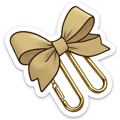 one gold paper clip with a beige bow in the middle sticker