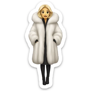 White woman in giant fur coat sticker