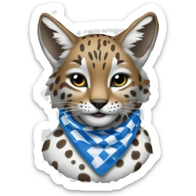 bobcat wearing blue and white checkered bandana around its neck sticker