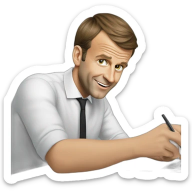 Emmanuel macron entrain de tricoter sticker