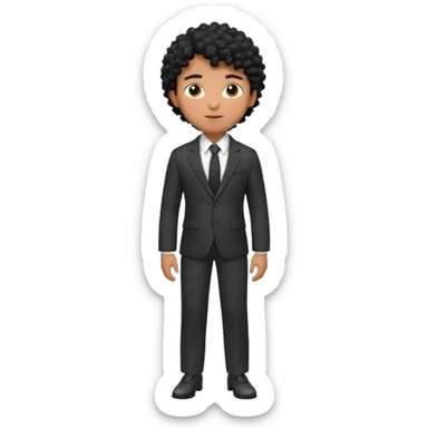 Young man, brown skin, black curly hair, tailored trousers, suit jacket, and tie

 sticker