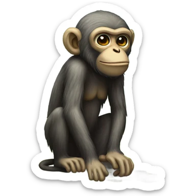 Monkey standing at a grave sticker