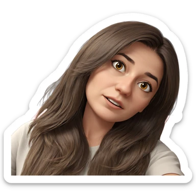 realistic girl with brown hair sticker