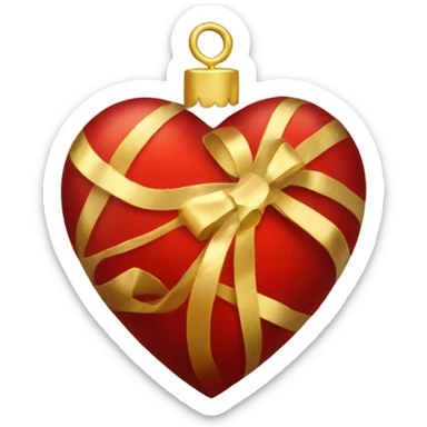 One red and gold Christmas heart sticker