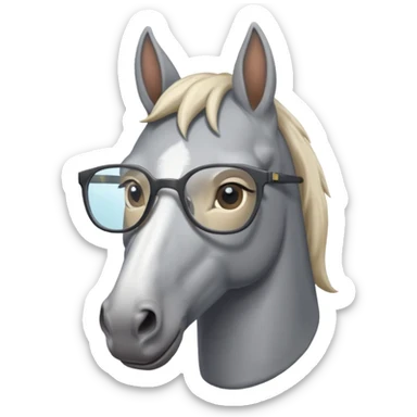 grey horse head with glasses sticker