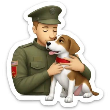 soldier kissing dog sticker