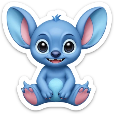 Stitch the blue alien from Lilo & Stitch in a happy pose sticker