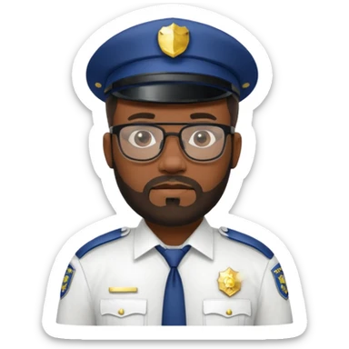 Police officer with glasses and beards(white uniform) black man sticker