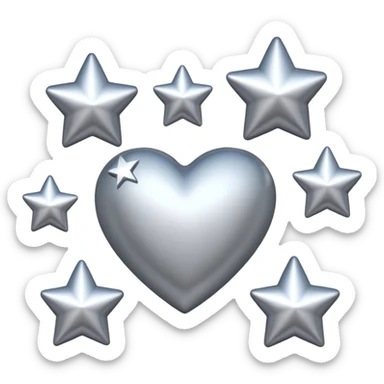 Silver hearts and stars sticker