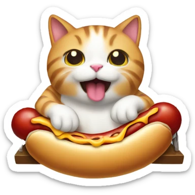 cat eating a hotdog in a swing sticker