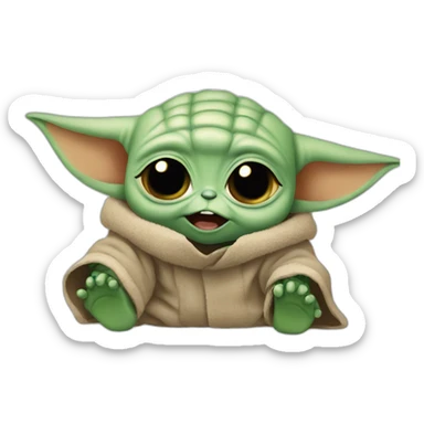 baby yoda crying of laughter sticker