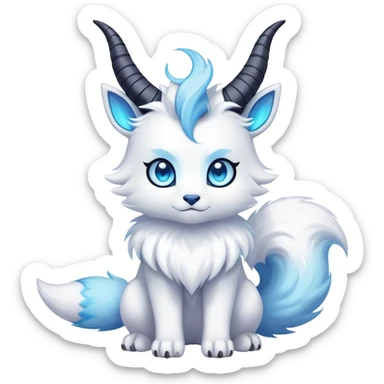 Kawaii dark edgy fantasy ethereal fursona Fakemon with tufted tail sticker