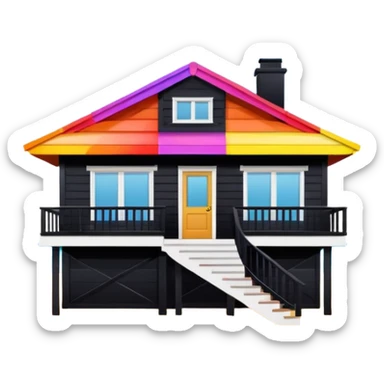 beach house house no trees not wooden like cartoonish almost only the front sticker