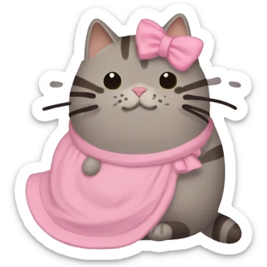 Pusheen cat wearing pink dress sticker