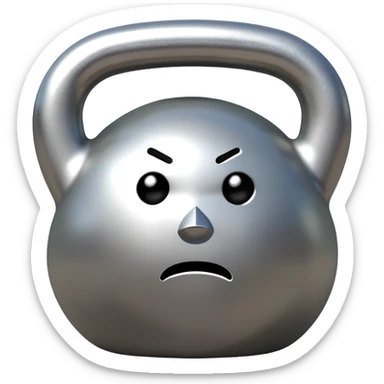 kettlebell looking down with a sad expression sticker