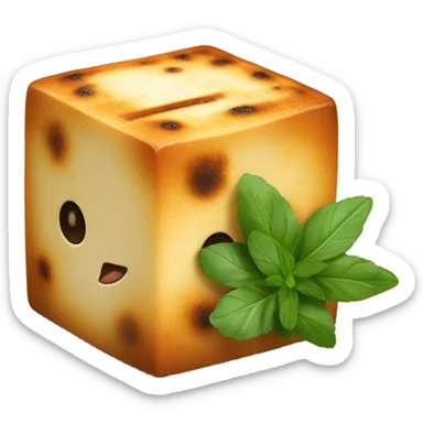 Toasted Tofu Cube with Garnish  sticker