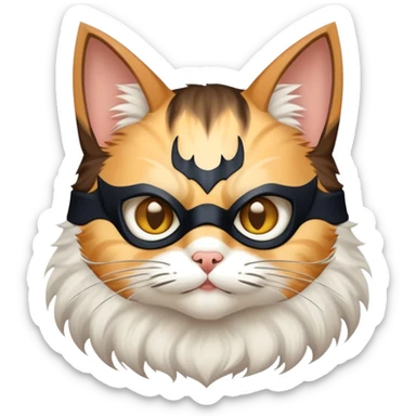 a kind cat wearing a batman mask sticker