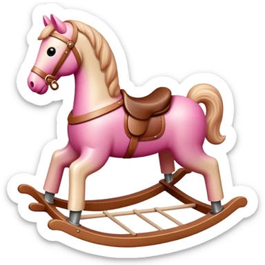 Rocking horse toy with gradient from pink to beige sticker