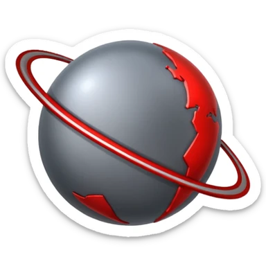 Grey Planet with red trading trending line and black background sticker