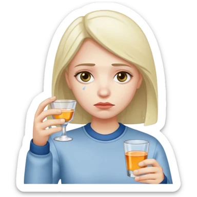 Sad emoji with shot of vodka sticker