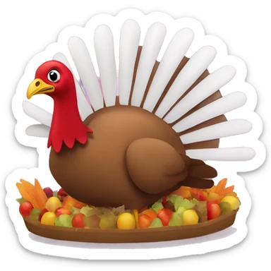 A parade float in the shape of a turkey sticker