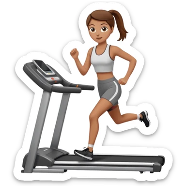 white girl with brown hair on treadmill sticker